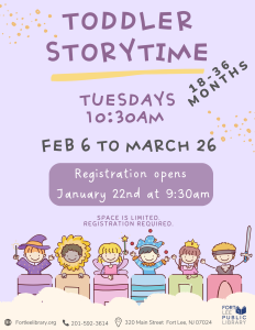Toddler Storytime 10:30AM Tuesdays Feb 6 - Mar 26
