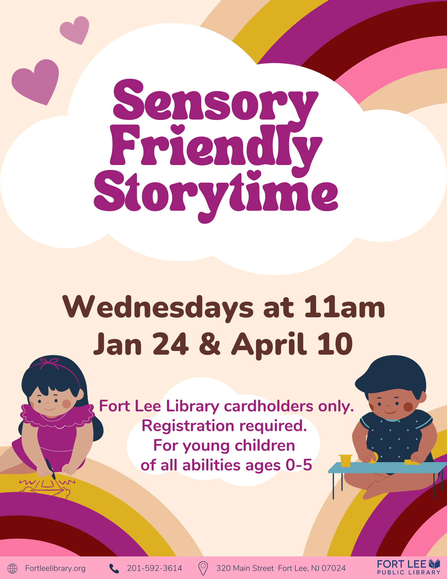 Sensory Friendly Storytime - Wednesdays at 11AM Jan 24 - April 10