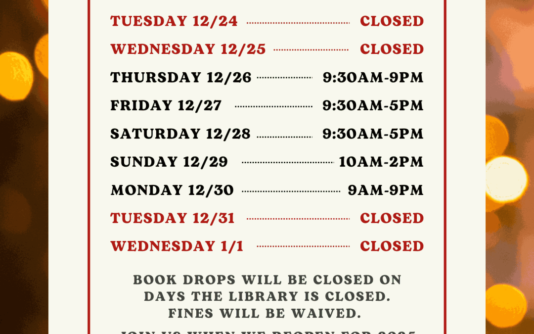 DECEMBER HOLIDAY HOURS